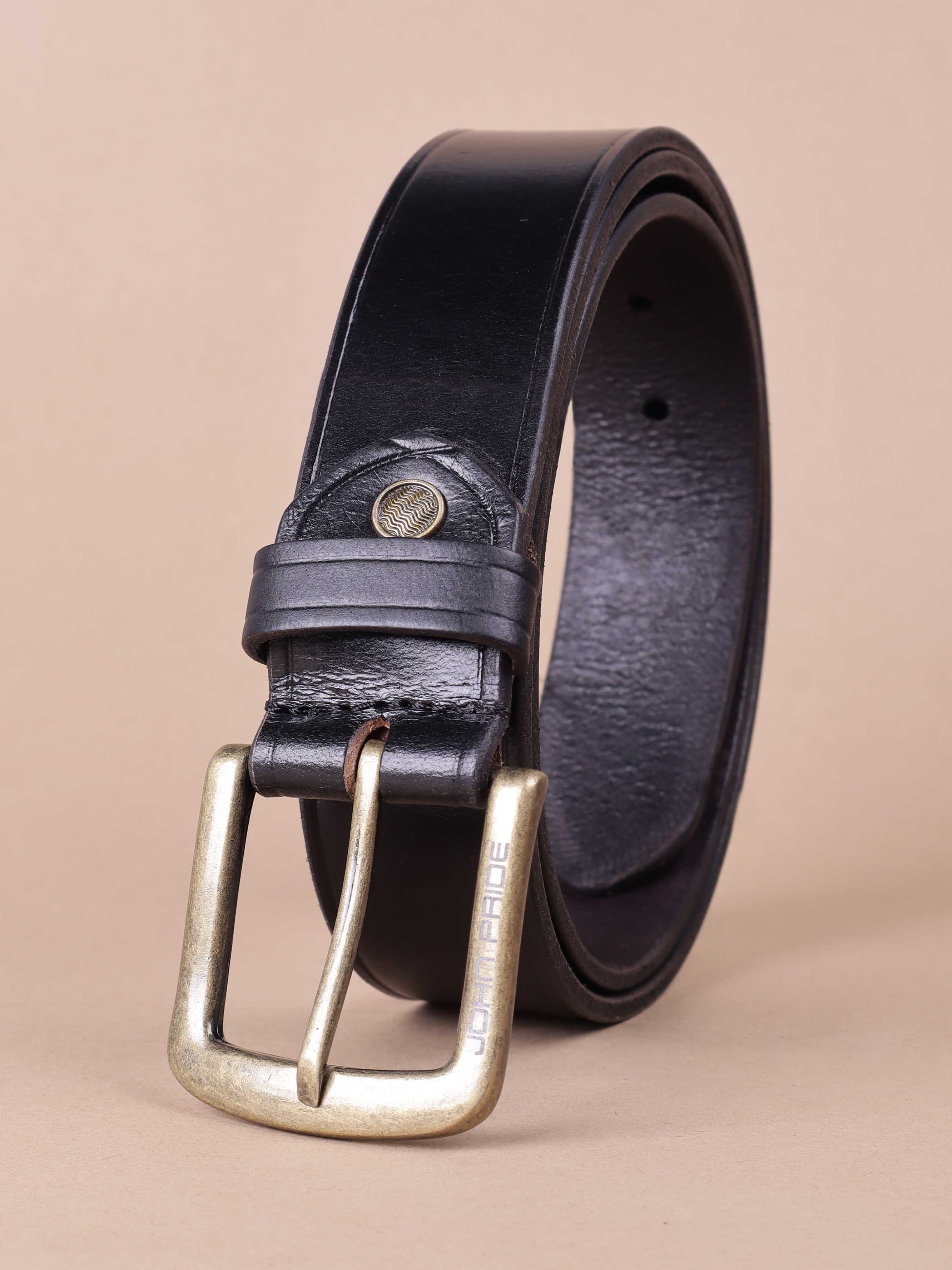Black Solid Leather Belt