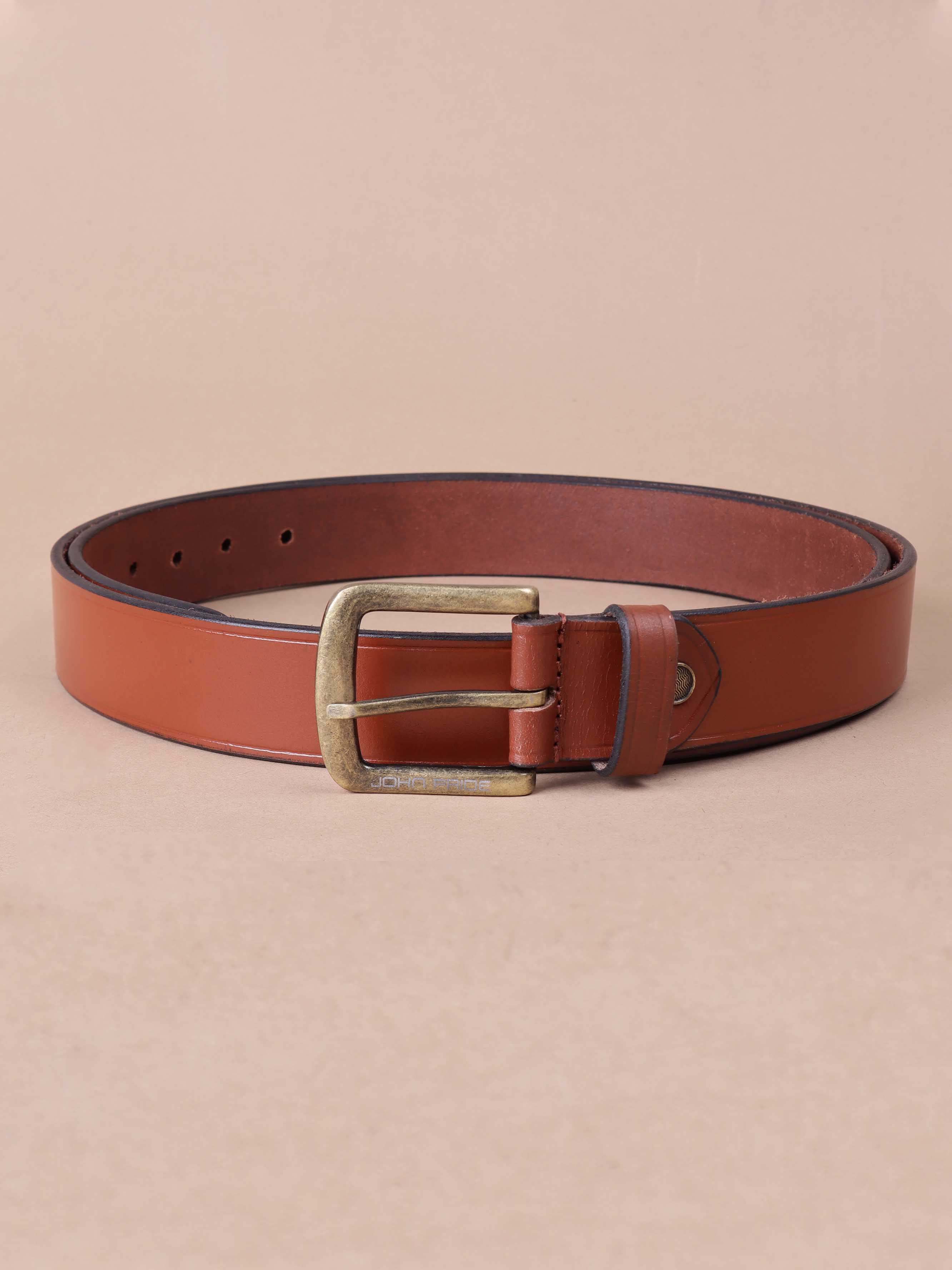 Brown Solid Leather Belt