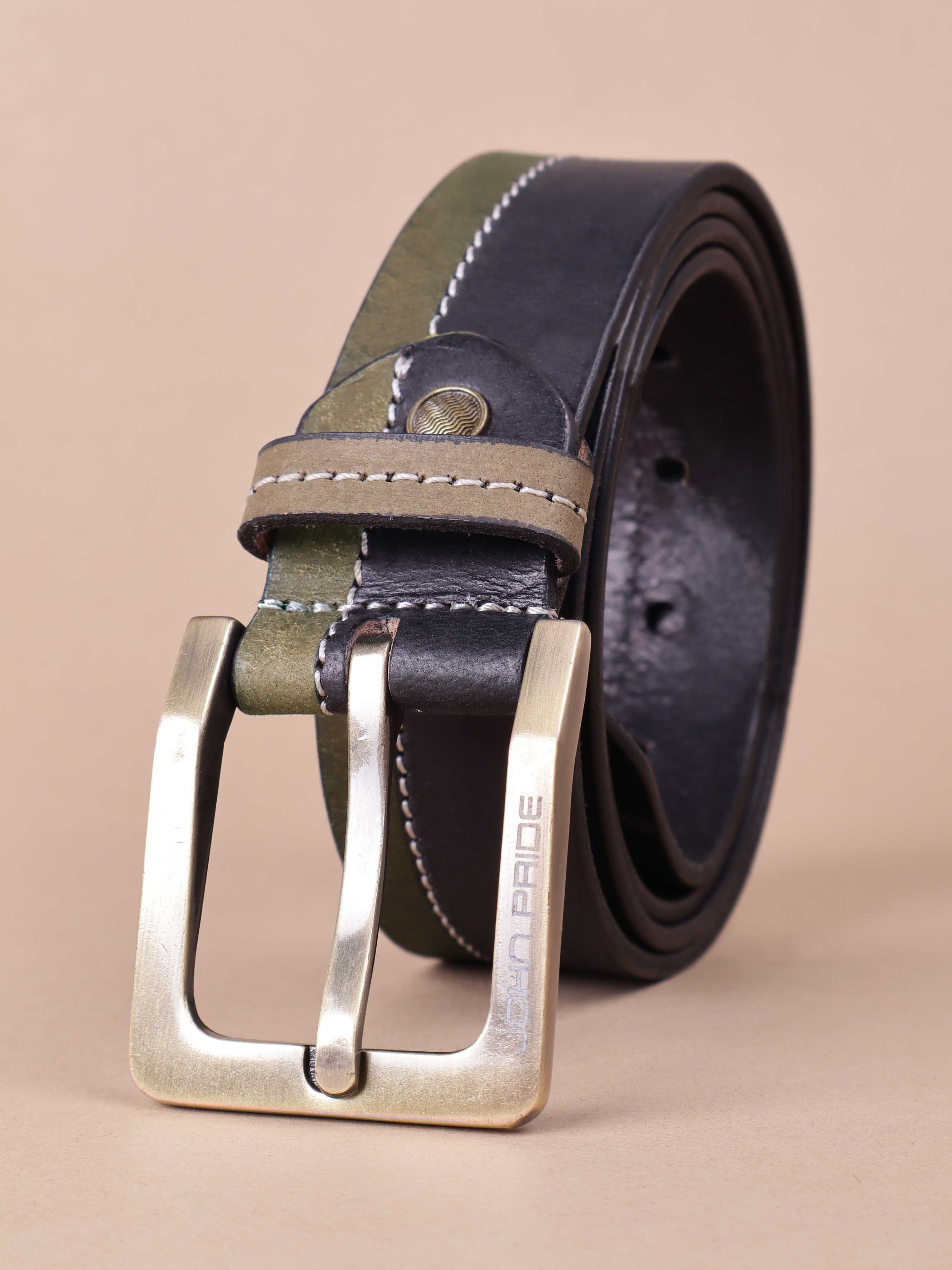 Black Dual Tone Leather Belt