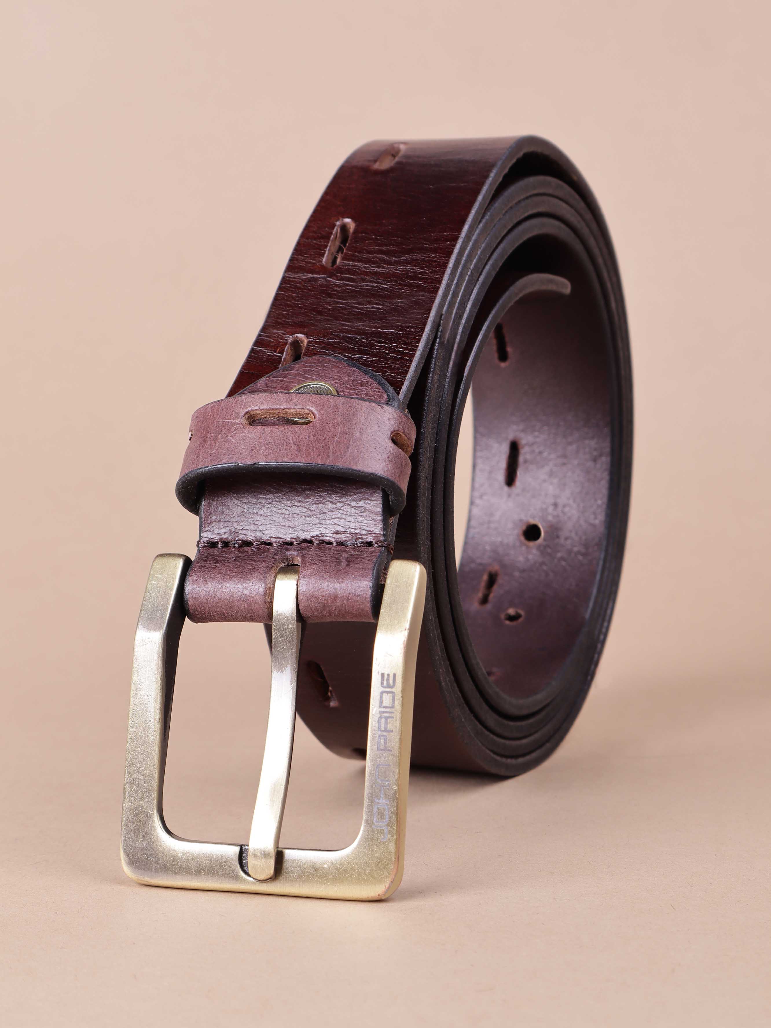 Coffee Textured Leather Belt