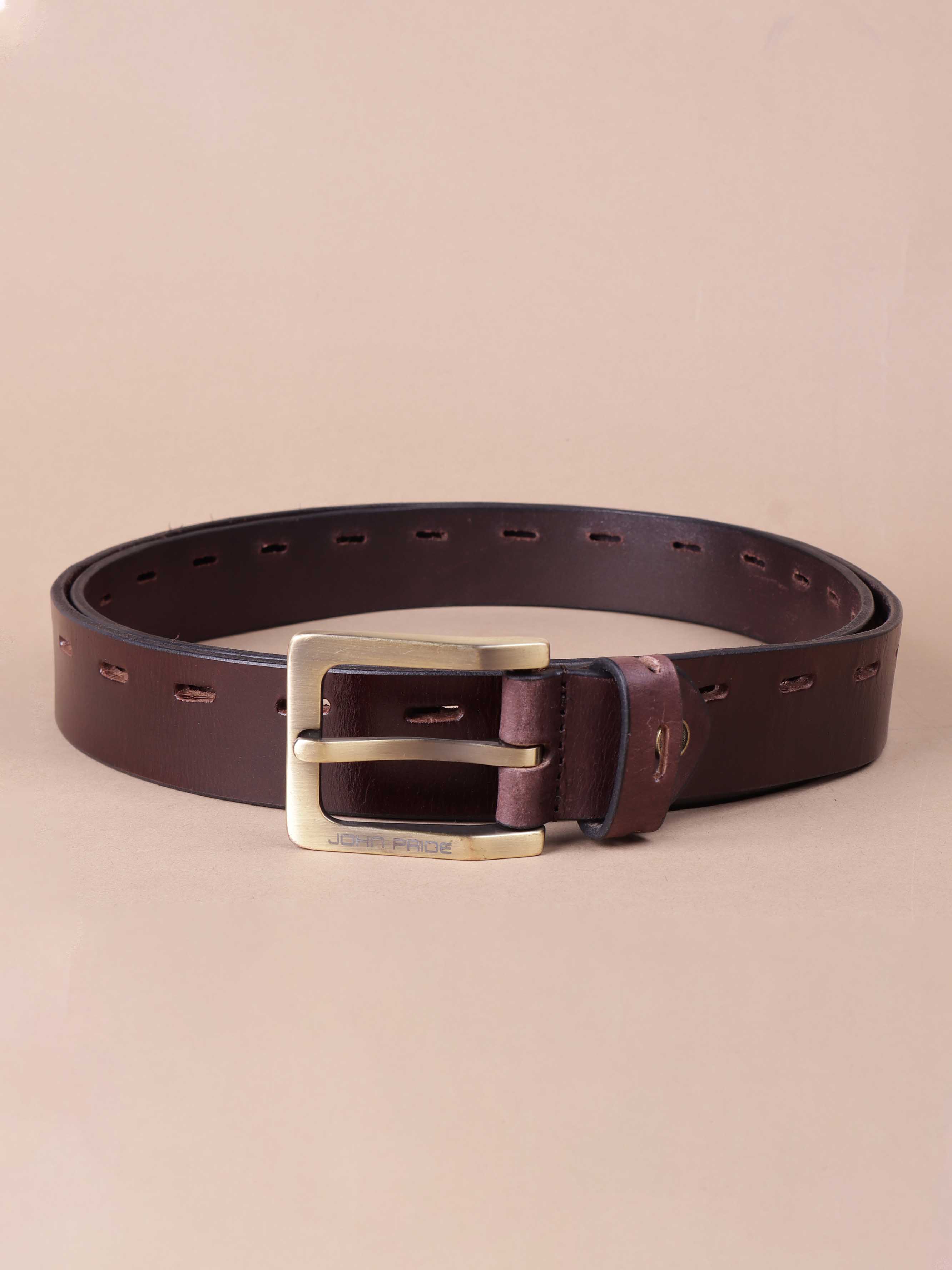 Coffee Textured Leather Belt