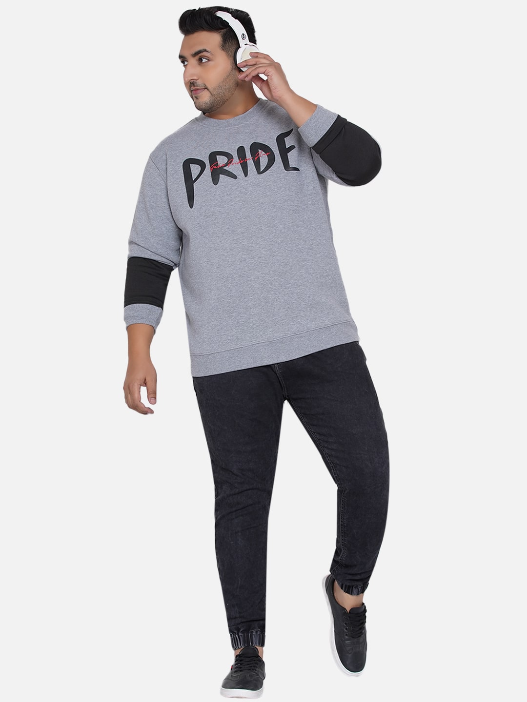 Grey Melange Colorblocked Sweatshirt