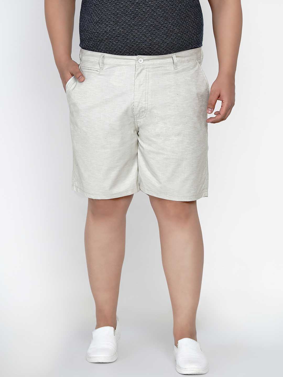Ivory Gray Linen Chinos Shorts