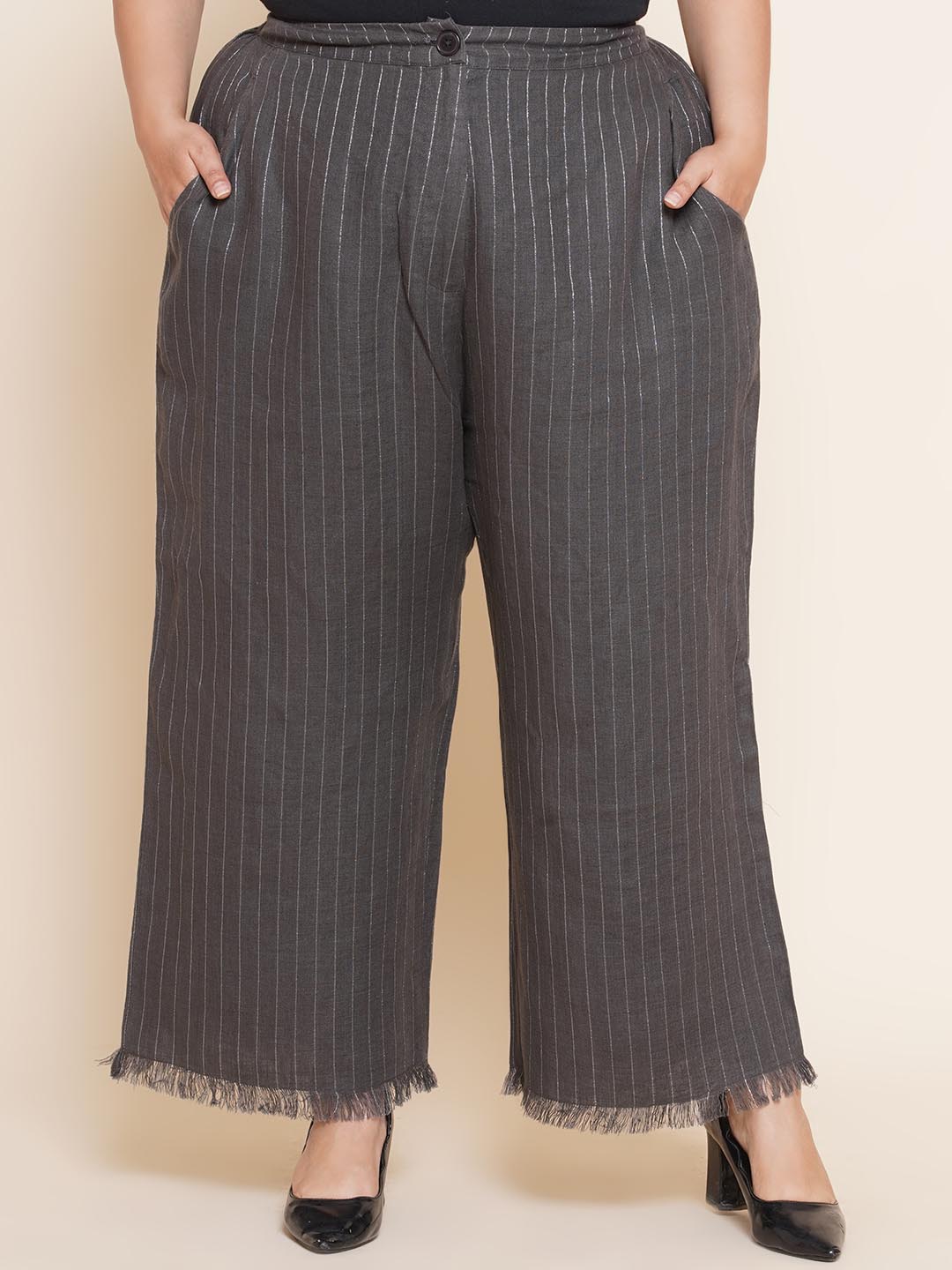 Yarn Dyed Striped Linen Trousers