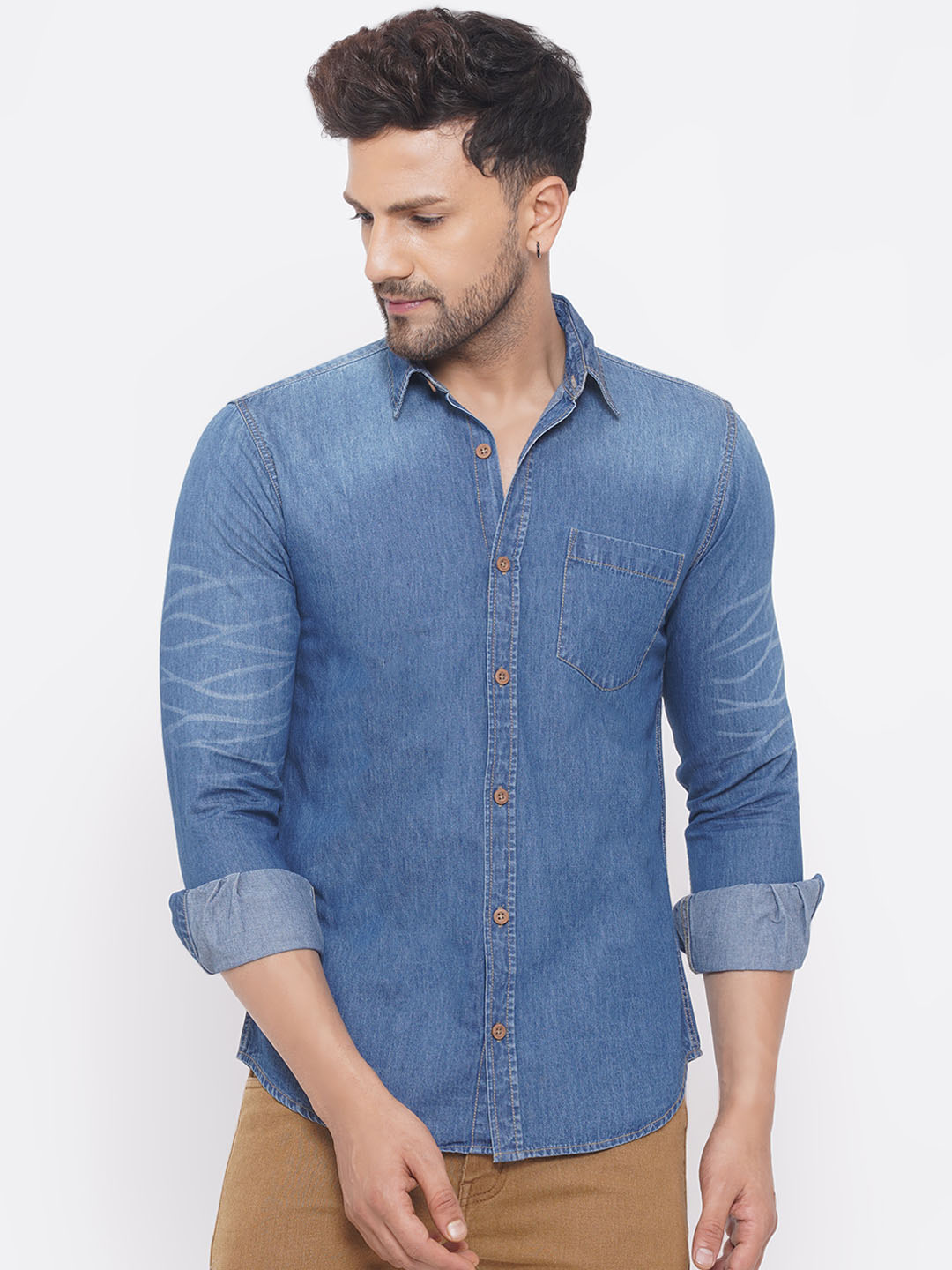 Buy Royal Blue Denim Shirt for Men Online in India -Beyoung-chantamquoc.vn