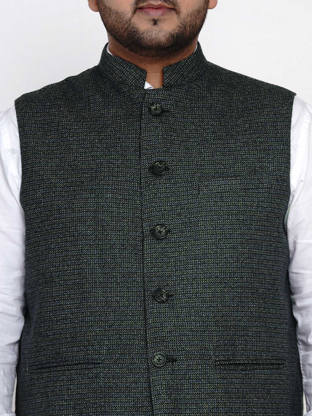 Buy Vastraa Fusion Men's Brown & Grey Chequered Woolen Blended Festive Nehru  Jacket/Waistcoat (VASTRAAVS4408D-36) at Amazon.in