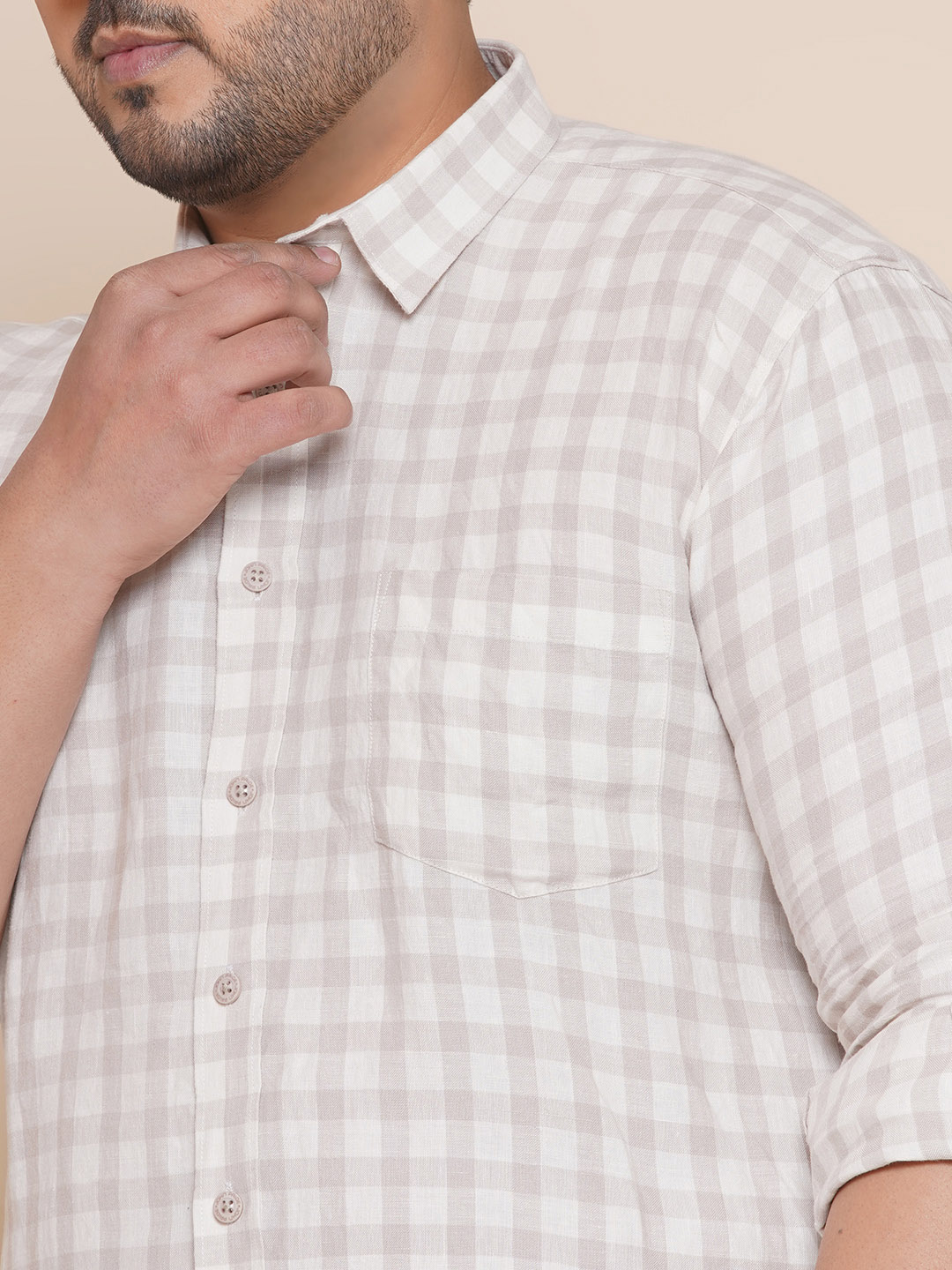 Monochrome Linen Grid Shirt