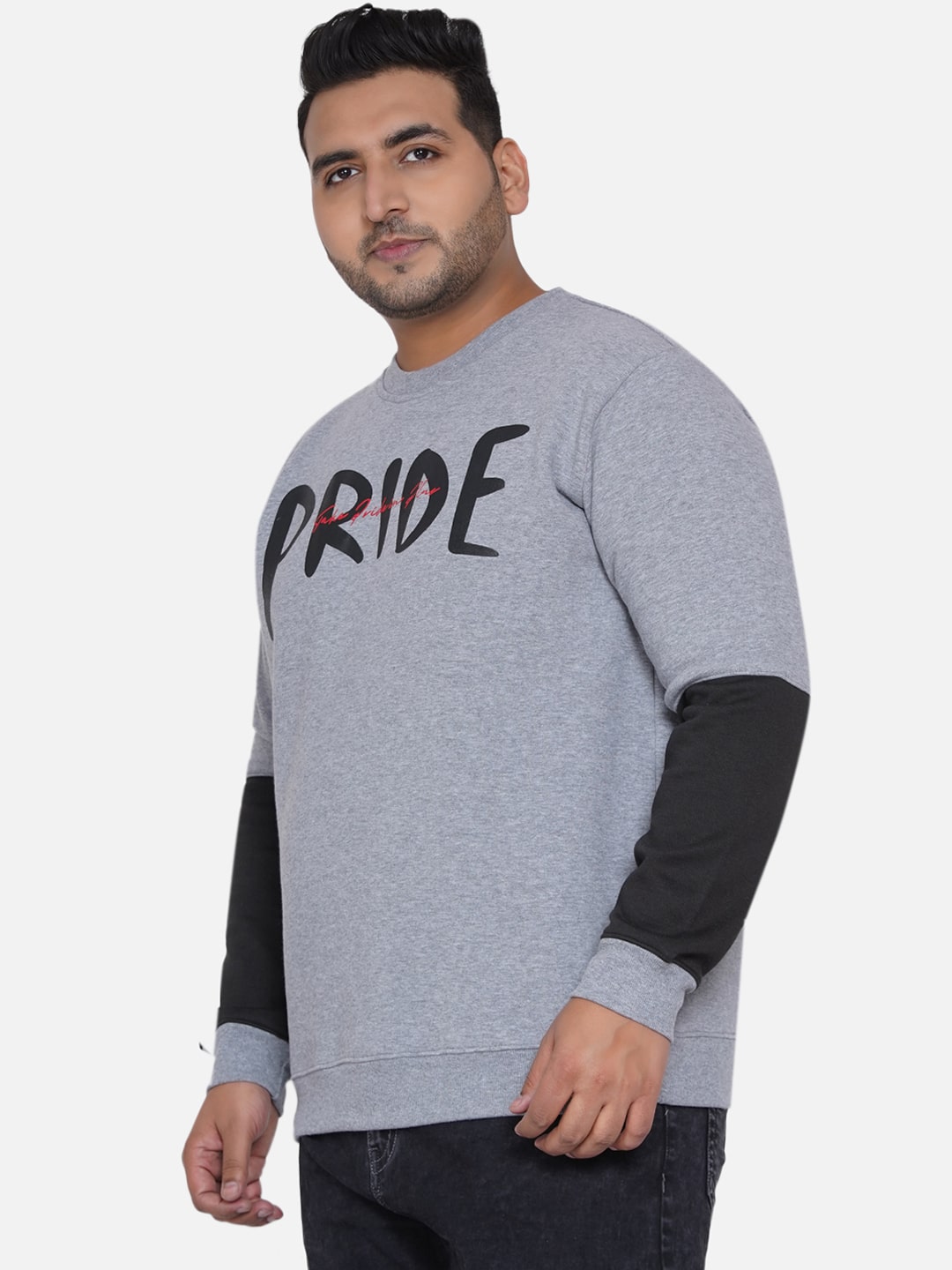 Grey Melange Colorblocked Sweatshirt